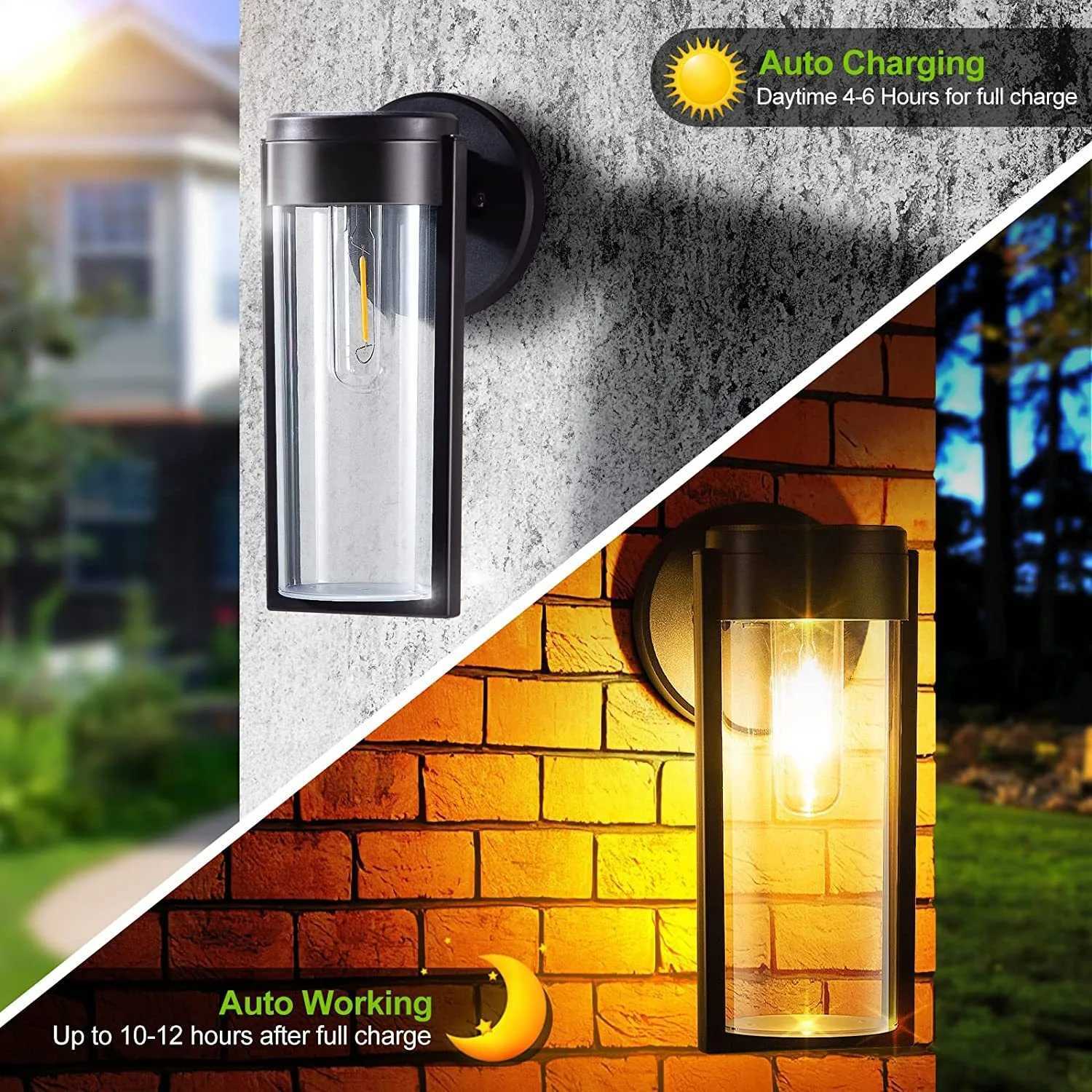 LED Solar Wall Mount Light Outdoor Solar Powered Auto On/Off Waterproof Garden Decoration Yard Post Porch Fence Lawn LightsM251127