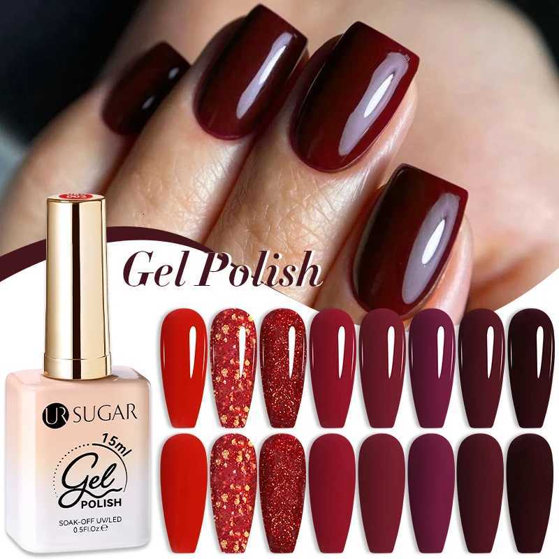 UR SUGAR 80 Colors 15ml Red Colors Series Gel Nail Polish Semi Permanent UV Gel Design Nail Art Manicure Varnish SuppliesT251127