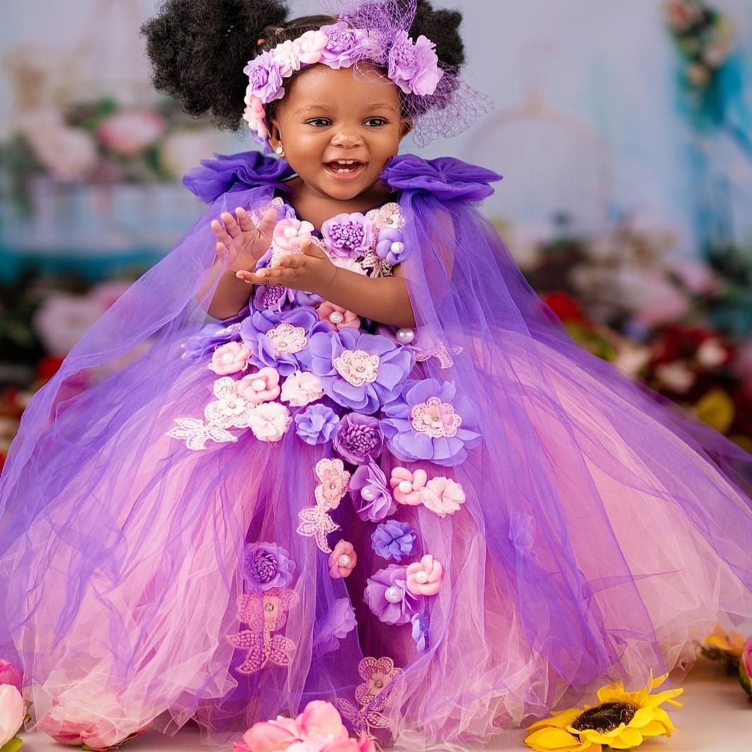 2026 Lilac Pink Ball Gown Flower Girl Dresses Flowers Bows Tulle Little Girl Christmas Peageant Birthday Christening Tutu Dress Gowns ZJ422
