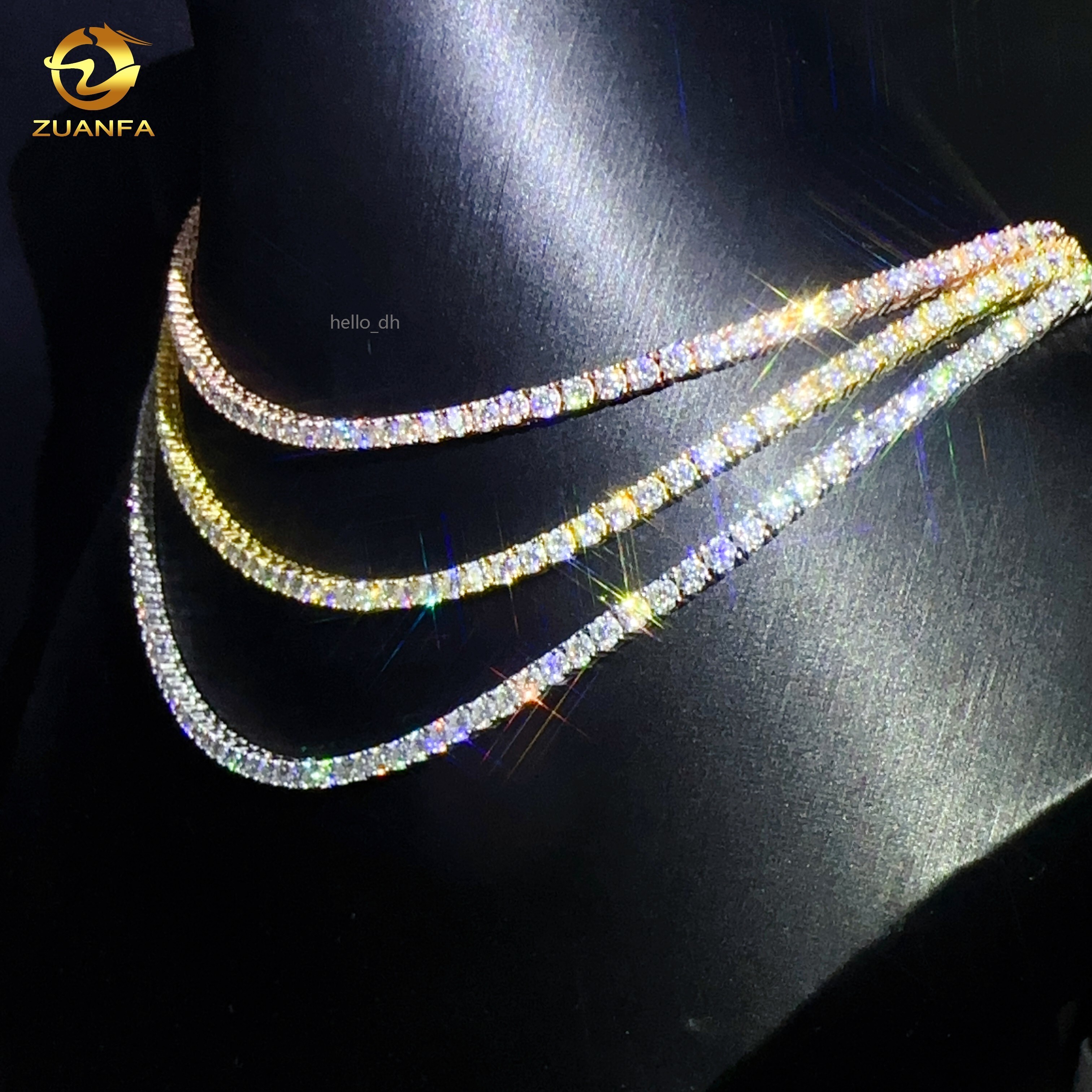Jewelry Tennis Chain 925 Silver Lab Diamond 3mm Moissnite Tennis Necklace Bracelets Men Women Pendant Chain