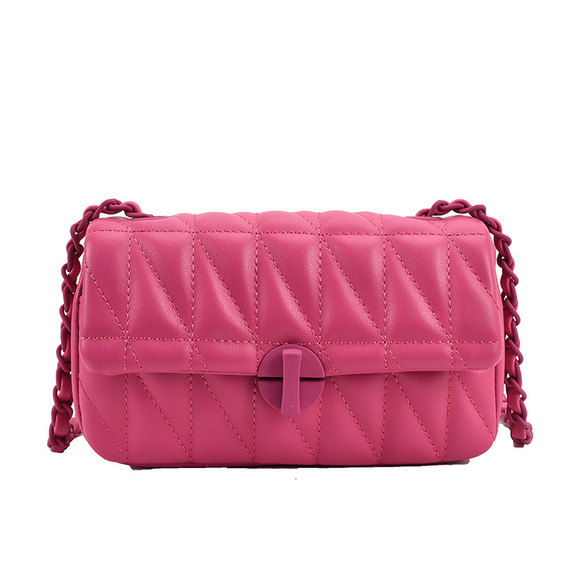 2025 Autumn New Quilted Diamond Square Bag PU Chain Strap Urban Minimalist Ins-Style Crossbody Shoulder Bag