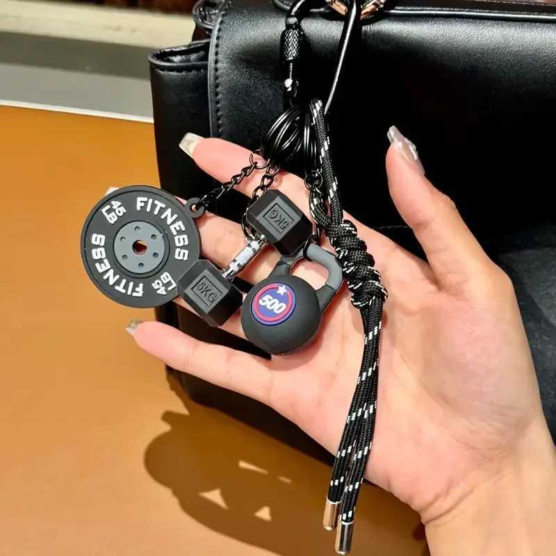 Dopamine Barbell Plates Keychain Kettlebell Water Cups Simulation Dumbbells Keyring INS Creative Fitness Series Pendant GiftsT251127
