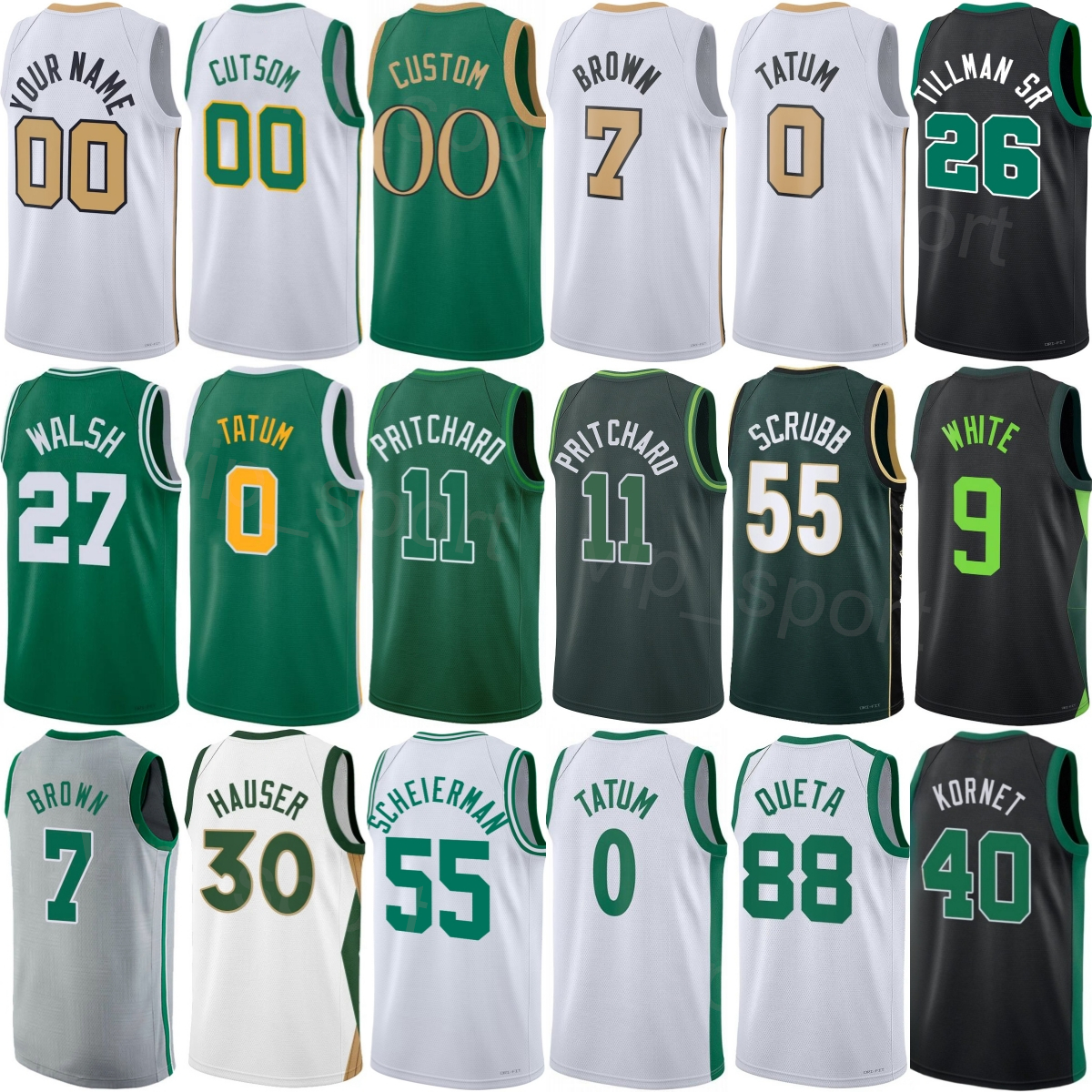 Print Basketball Hugo Gonzalez Jerseys 28 Baylor Scheierman 55 Ron Harper Jr 13 Xavier Tillman 26 Chris Boucher 99 Jayson Tatum 0 Walsh 27 Woman Child Man 2026 City