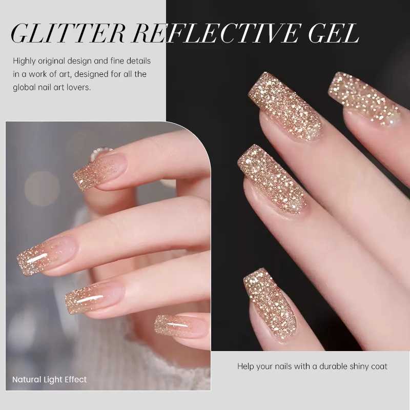 UR SUGAR 15ml Champagne Gold Reflective Glitter Gel Nail Polish Shining Effect Semi Permanent Soak Off UV Gel Nail Art ManicureT251127