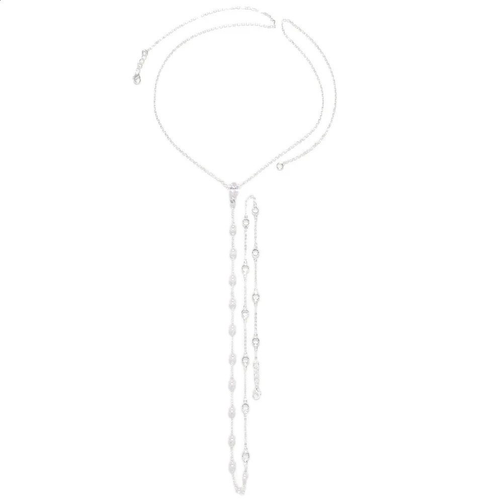 Stonefans Fashion Bridal Pearl Back Chain Jewelry Underwear Wedding Charm Womens Pendant Crystal Body Jewelry Accessories 250425