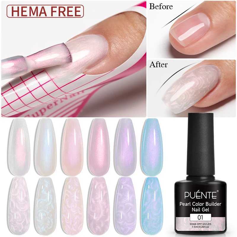 PUENTE Pearl Color Builder Nail Gel Polish Hema Free Shell Thread Glitter Nail Extension Semi-Permanent Construction Gel VarnishT251127