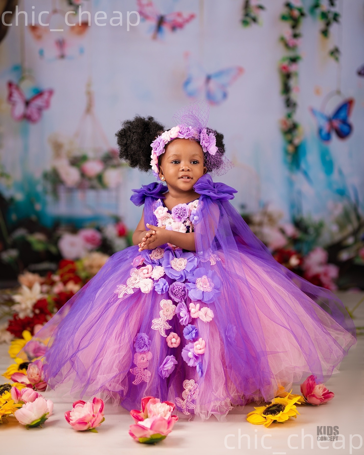 2026 Lilac Pink Ball Gown Flower Girl Dresses Flowers Bows Tulle Little Girl Christmas Peageant Birthday Christening Tutu Dress Gowns ZJ422