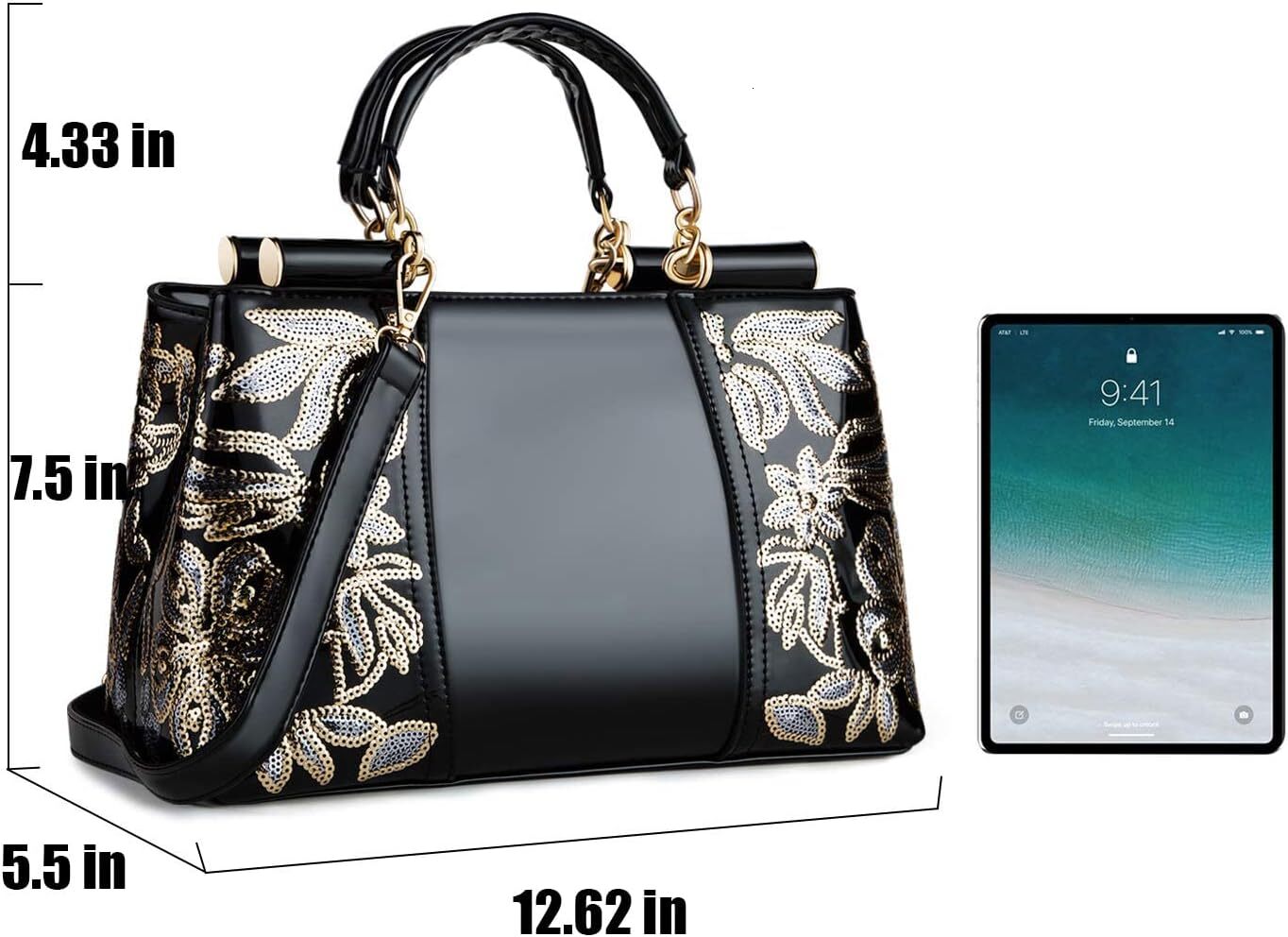 Ladies' handbag patent leather designer wallet suitable for daily use at shopping parties