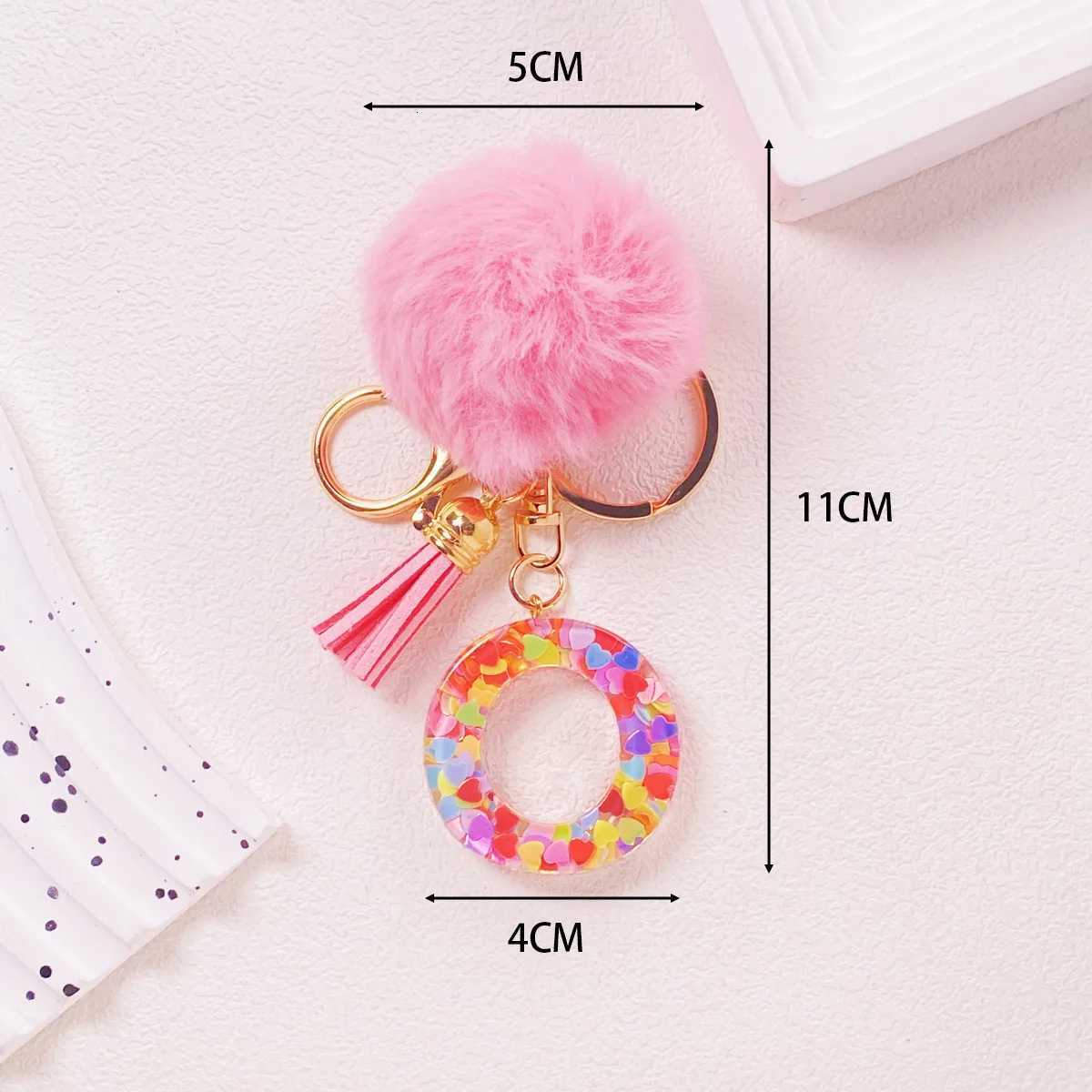 Cute keychain with pink initials shiny resin alphabet pendant with girls sponge letters written on it handbag backpack acceT251127