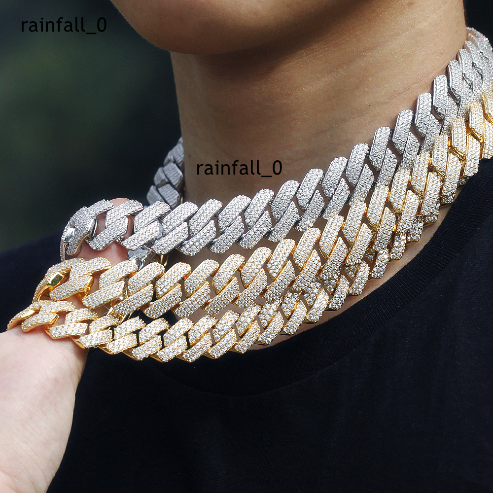 Custom Cadena Thick 14k Gold Plated Moissanite Hip Hop Iced Out Jewelry Bling Vvs Moissanite Diamond Miami Cuban Link Chain Necklace Men