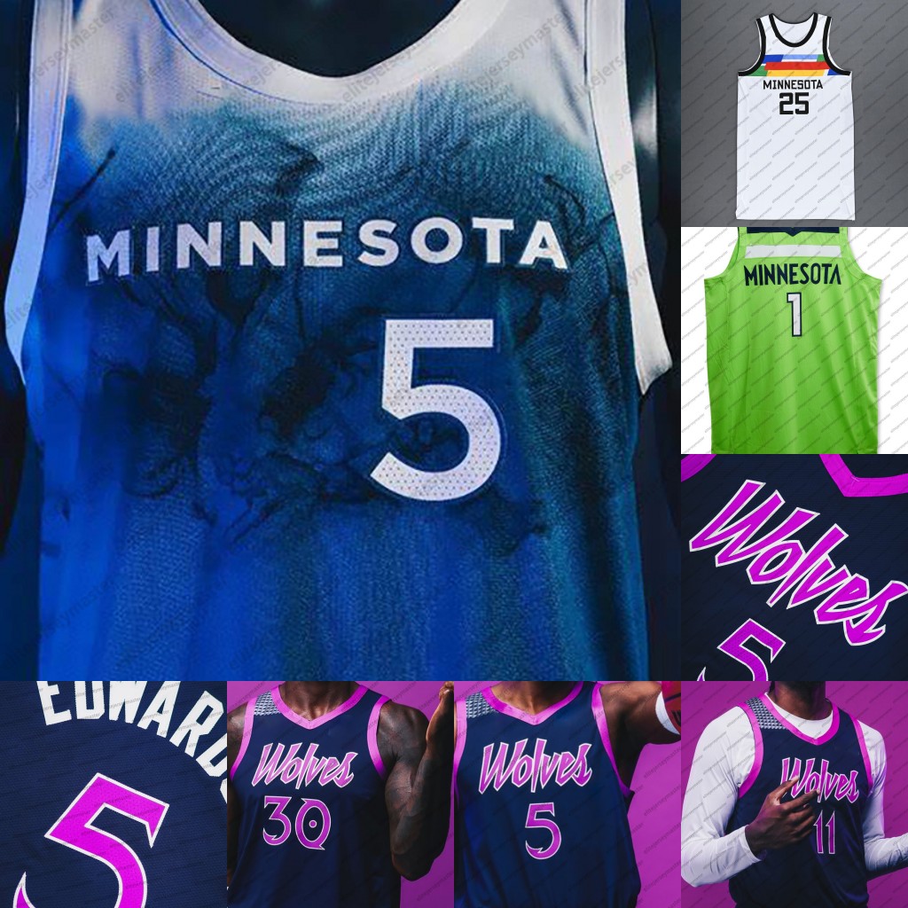 Anthony Edwards 5 Gobert 27 Naz Reid 11 2025-26 Randle Conley McDaniels Personalized Customized Jerseys Custom Any Number Name 333