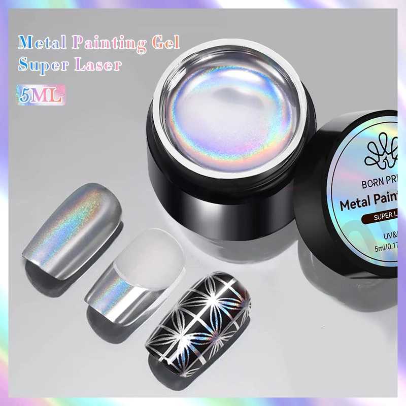 BORN PRETTY Super Bright Metallic Gel Nail Polish Liner Painting Silver Glitter Effect Soak Off Drawing Metal Gel DIY SalonT251127