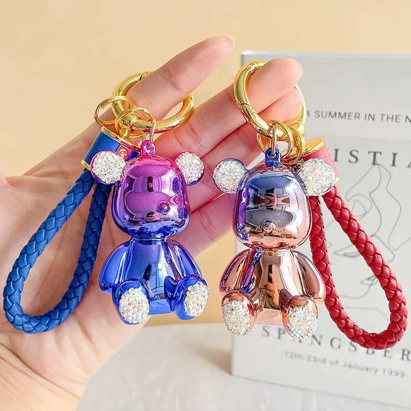 2025 Resin Electroplated Bear Keychain - Crystal Rhinestone Decor Fashion Bag Charm School GiftT251127