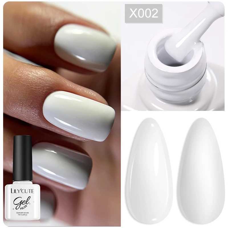 LILYCUTE 7ML Black White Color Gel Nail Polish Summer Colorful Gel Nail Art Semi Permanent UV Gel Soak Off UV LED Gel VarnishesT251127