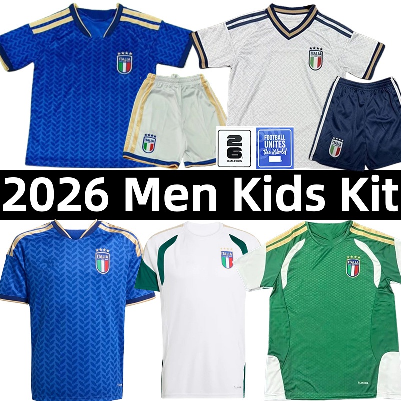 2026 World Cup Italy Italian Soccer Jerseys Kean Raspadori Retegui Politano Tonali Barella Frattesi Bastoni Dimarco Di Lorenzo football shirts Men Kids Kit Jersey