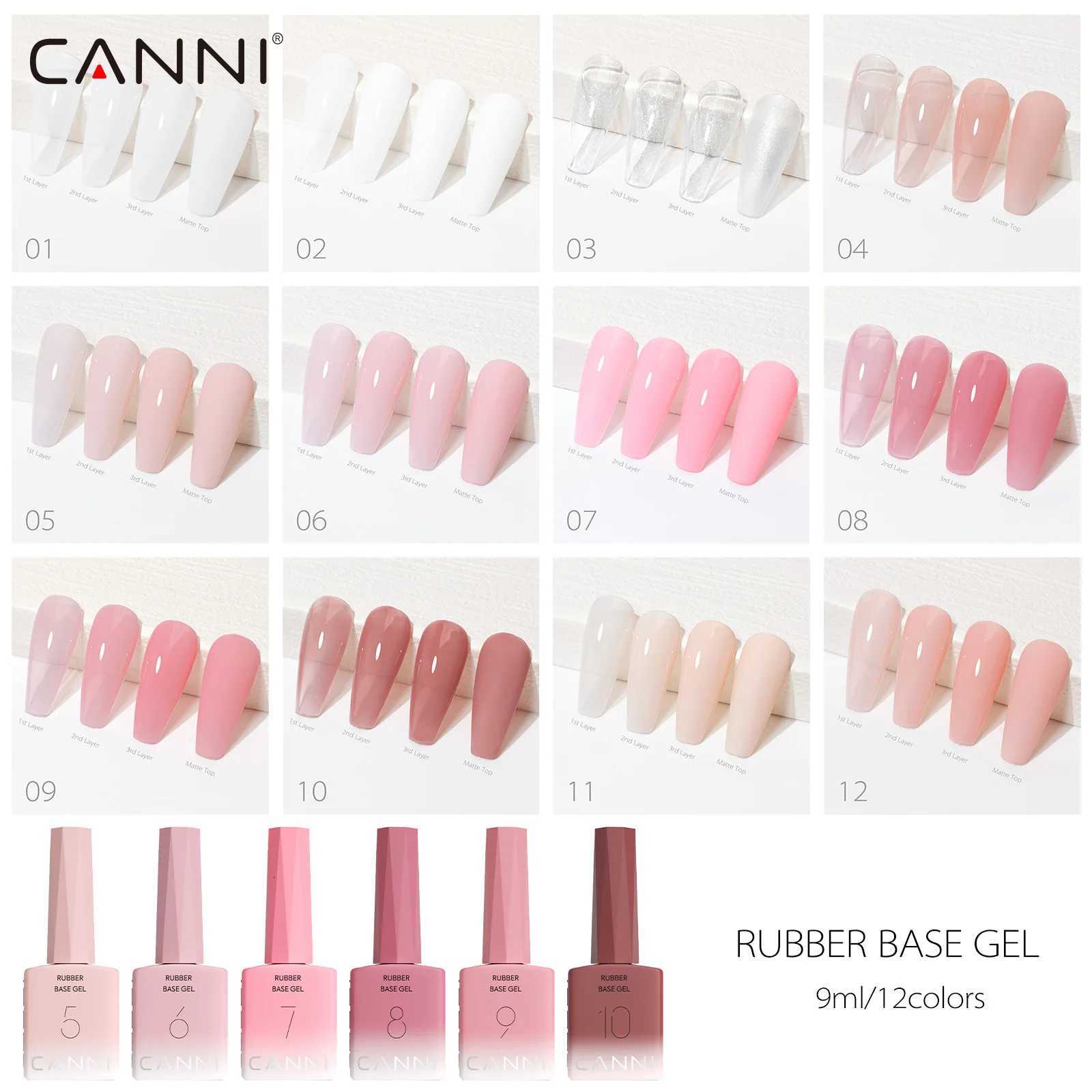 CANNI Rubber Base Gel 9ml 12 Colors TPO/HEMA FREE Soft Builder Base Soak Off UV LED Nail Gel Strengthening for Natural ManicureT251127