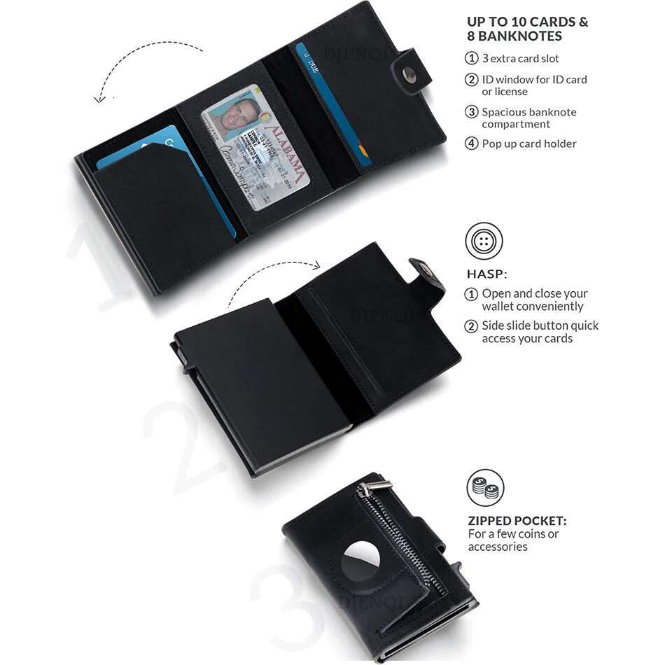 PT061,Rfid Carbon Fiber Airtag Slim Mini Credit Card Holder Wallets For Men Air Tag Tracker Minimalist Purse