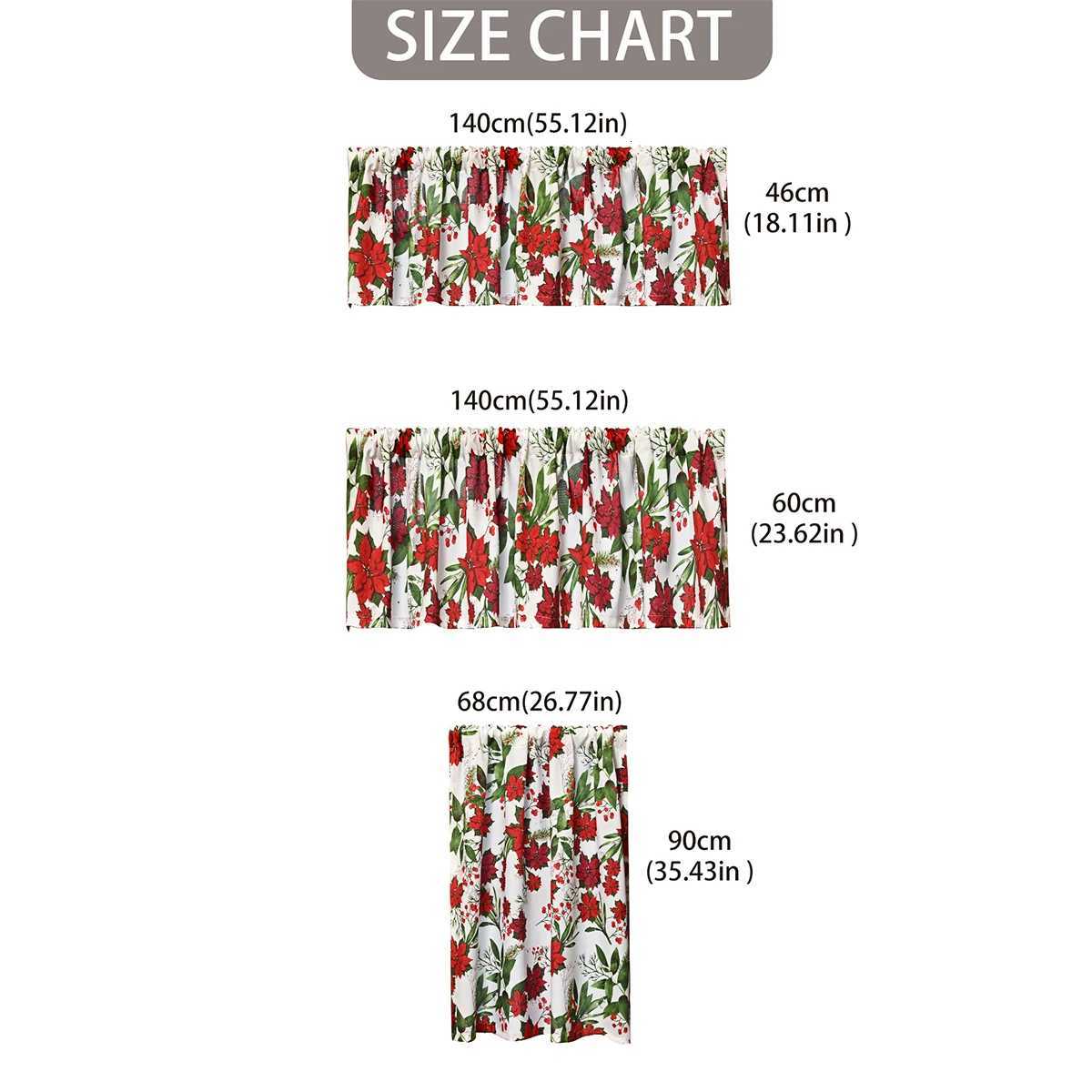 Curtain Christmas 1PC Christmas Poinsettia Printed Rod-Pocket Short Curtain Suitable for Christmas Festival Curtain Decoration and Embellishment Y2511