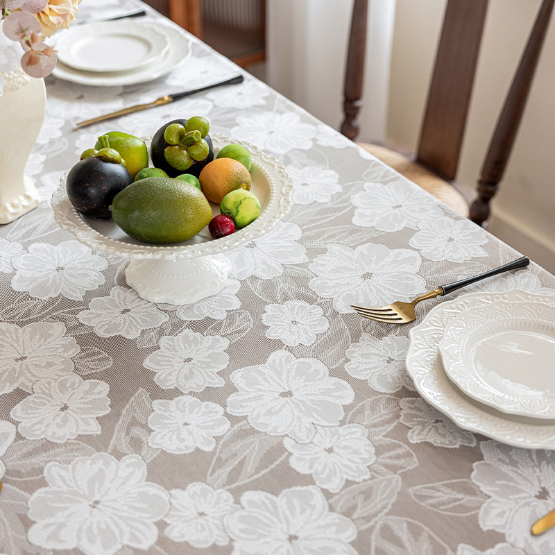 A844 Camellia lace tablecloth non-slip high-grade coffee table cloth light luxury studio atmosphere table cover cloth cross-border wholesale