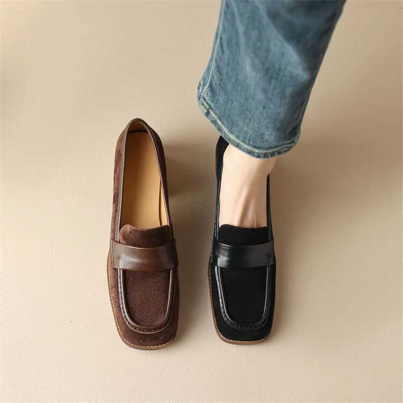 New Autumn Winter Shp Suede Women Pumps Shoes for Women French Square Toe Loafers Zapatos Mujer Chunky Hls Ladies Shoes C251127