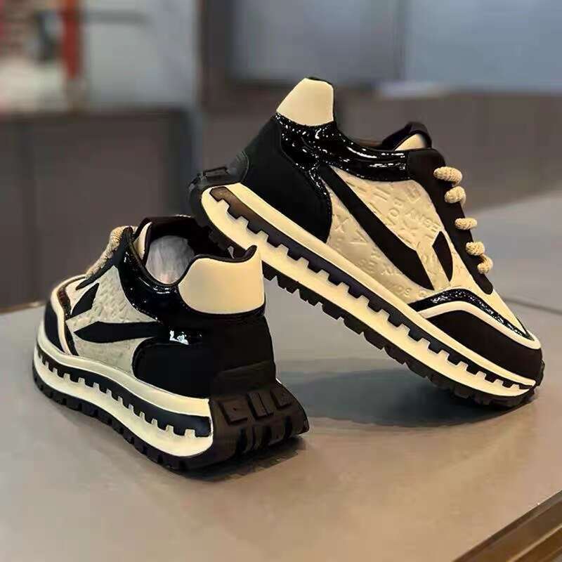 2025 Autumn Winter Leather Printed Fashion Trendy Rubbed Soft Men's Korean Style Thick Sole Height Increasing Sports Casual Shoes for Men