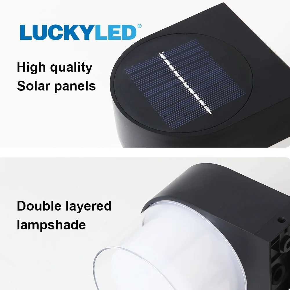 LUCKYLED Solar Outdoor Wall Light Waterproof LED Facade Wall Lamp 4W Wireless Street Porch Garden LightingM251127