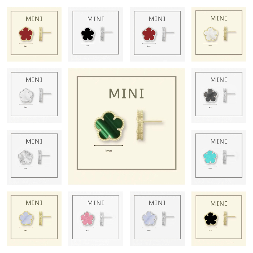 designer jewelry women silver jewelry earrings designer White fashion clover earrings 9mm 18K Gold Plated Emerald pearl earrings gold earring woman gift for ladies