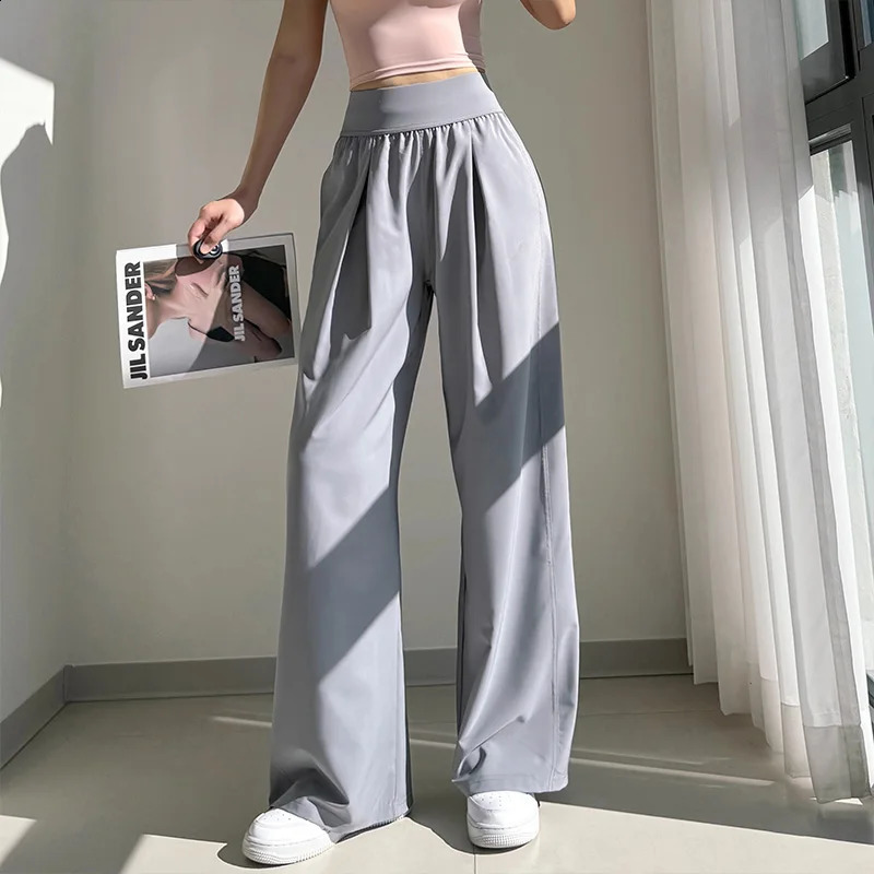 Loose wide leg pants high waisted yoga pants outdoor breathable fitness pants 250427