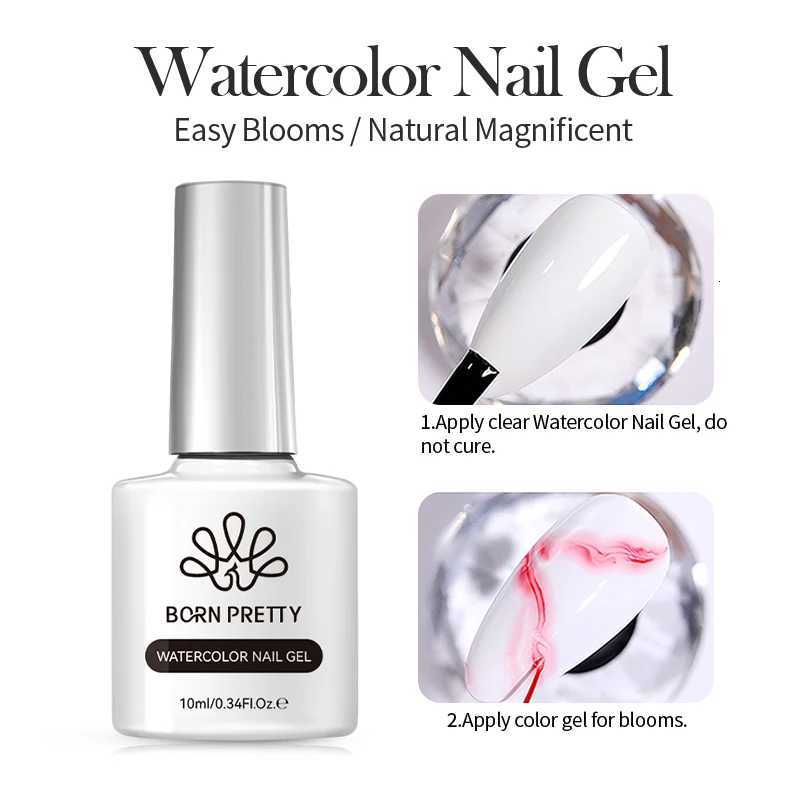 BORN PRETTY Clear Blooms Gel 10ML Soak Off Watercolor Nail Gel Polish for Spreading Effect Marble Gel Nail Polish Painting NailsT251127