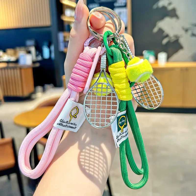 Tennis Hand Rope Keychain Heart Shape Beaded Pendant Bag Charm Couple Accesories GiftT251127