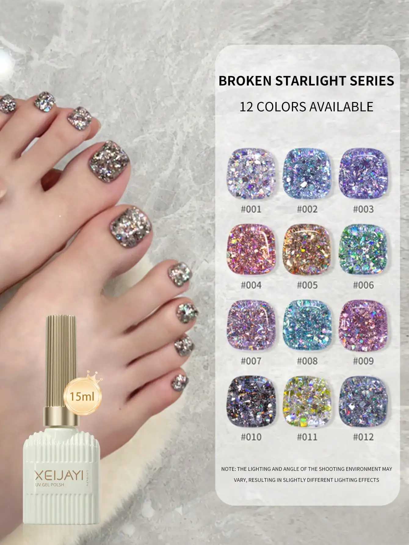 12pcs 15ml Broken Straight Series Glitter Silver Gel Nail Polish Semi-permanent Varnish Soak Off Nail Art Base Top CoatT251127