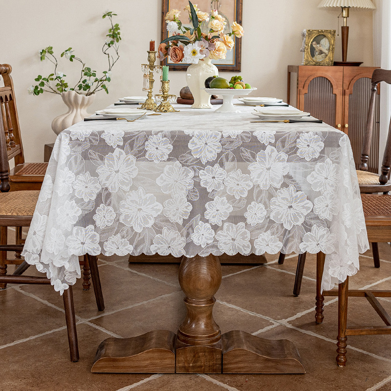 A844 Camellia lace tablecloth non-slip high-grade coffee table cloth light luxury studio atmosphere table cover cloth cross-border wholesale