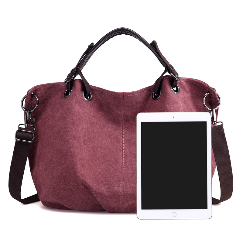 Wholesale European and American canvas bags women's large-capacity retro women's shoulder bags student tote large bags casual handbags