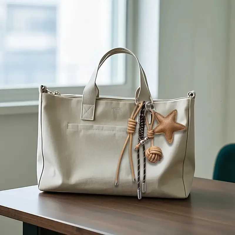 1pc Star Faux Leather Handmade DIY Rope KeychainHigh-End Style Bag Charm with Star Pendant Anti-Loss Faux Leather AccessoryT251127