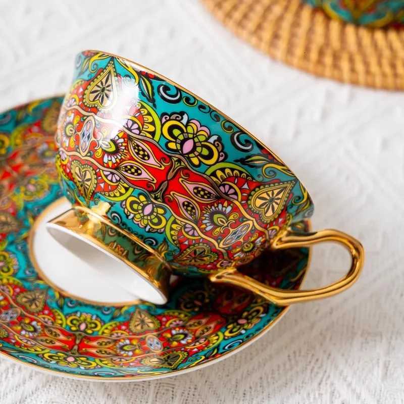 Large capacity mug light luxury retro bone china water cup European style creative coffee cup office Tea cup Christmas Gift C251127