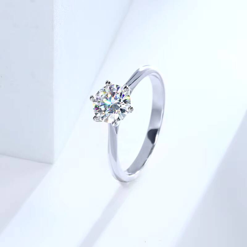 14K 18K Solid Gold Jewelry Lab Grown Diamond Ring Classic Design D VVS EX Round Brillant Cut 1 Ct Lab Diamond Ring