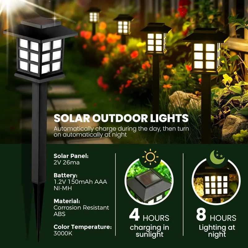 8 Pack Solar Pathway Garden Lights Outdoor Waterproof Landscape for Yard Patio Walkway Driveway Decor Solar Lawn Lamp LightingM251127