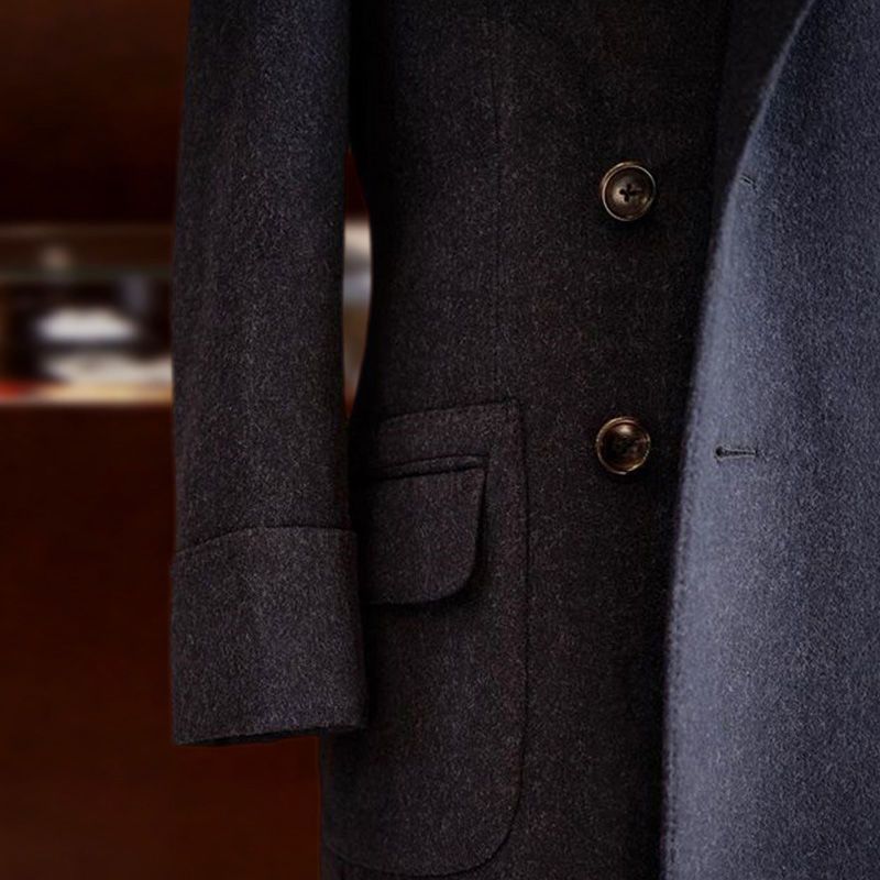 Winter and autumn wool polo coat business mid length woolen suit formal cashmere suit mens coat polo coat