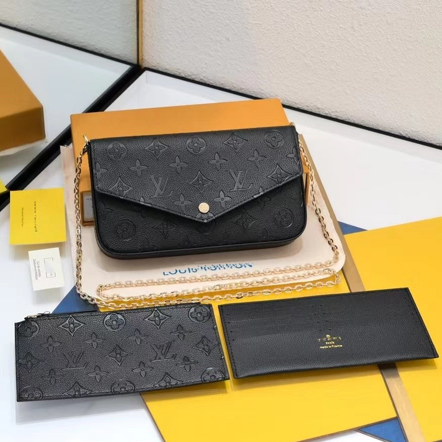 designer bag Luxury bag Three-in-one clutch bag Shoulder Bags purse woman new design Grain leather bag new fashion handbag Retro Lock Head Bag Handheld Crossbody 001.