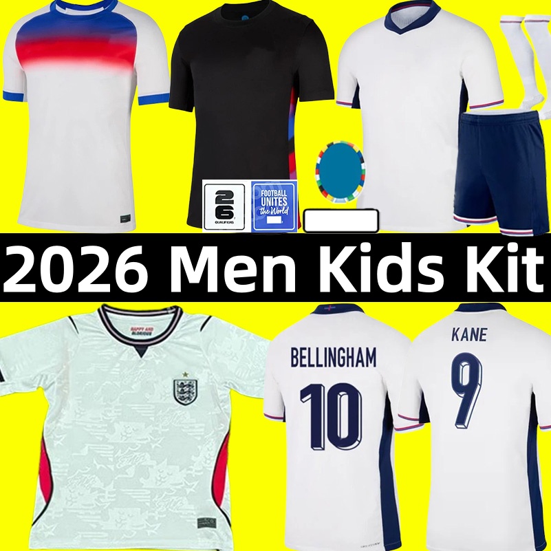 2026 World Cup ENGlAND Soccer Jersey KANE BELLINGHAM SAKA RASHFORD SAKA RICE FODEN PALMER Jerseys MOUNT GREALISH 25 26 National Team home away Kids Kit Football Shirt