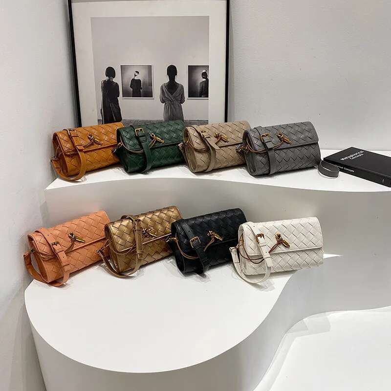 French Elegance Handwoven Bag Textured Crossbody Square Purse