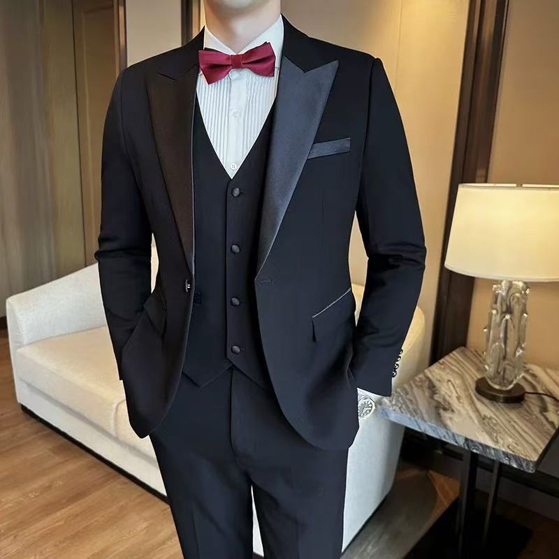 S001 Men's Suit High-end Tuxedo Dress Korean Business Casual Double-breasted Suit Jacket
