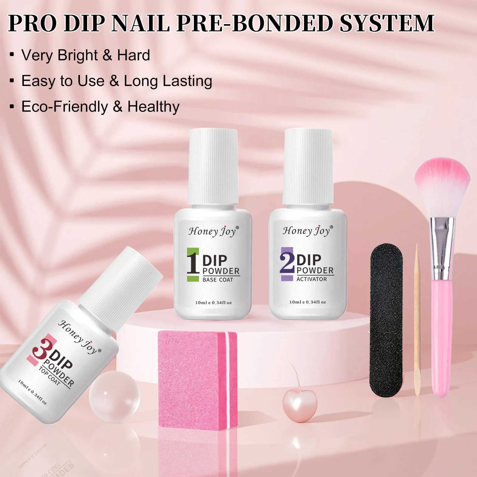 Dip Nails Powder Kit Acrylic Dipping Powder Set with Base Top Coat Activator for French Nail Art Manicure Salon DIY Gift No UVT251127