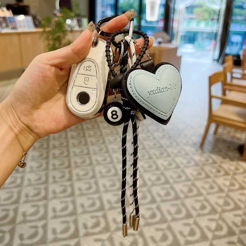 Fashion Creative Lucky Billiard Black No8 Ball Key Chain Weaving Colorful Rope Bag Hanging Trendy Bag Hanging Jewelry GiftT251127