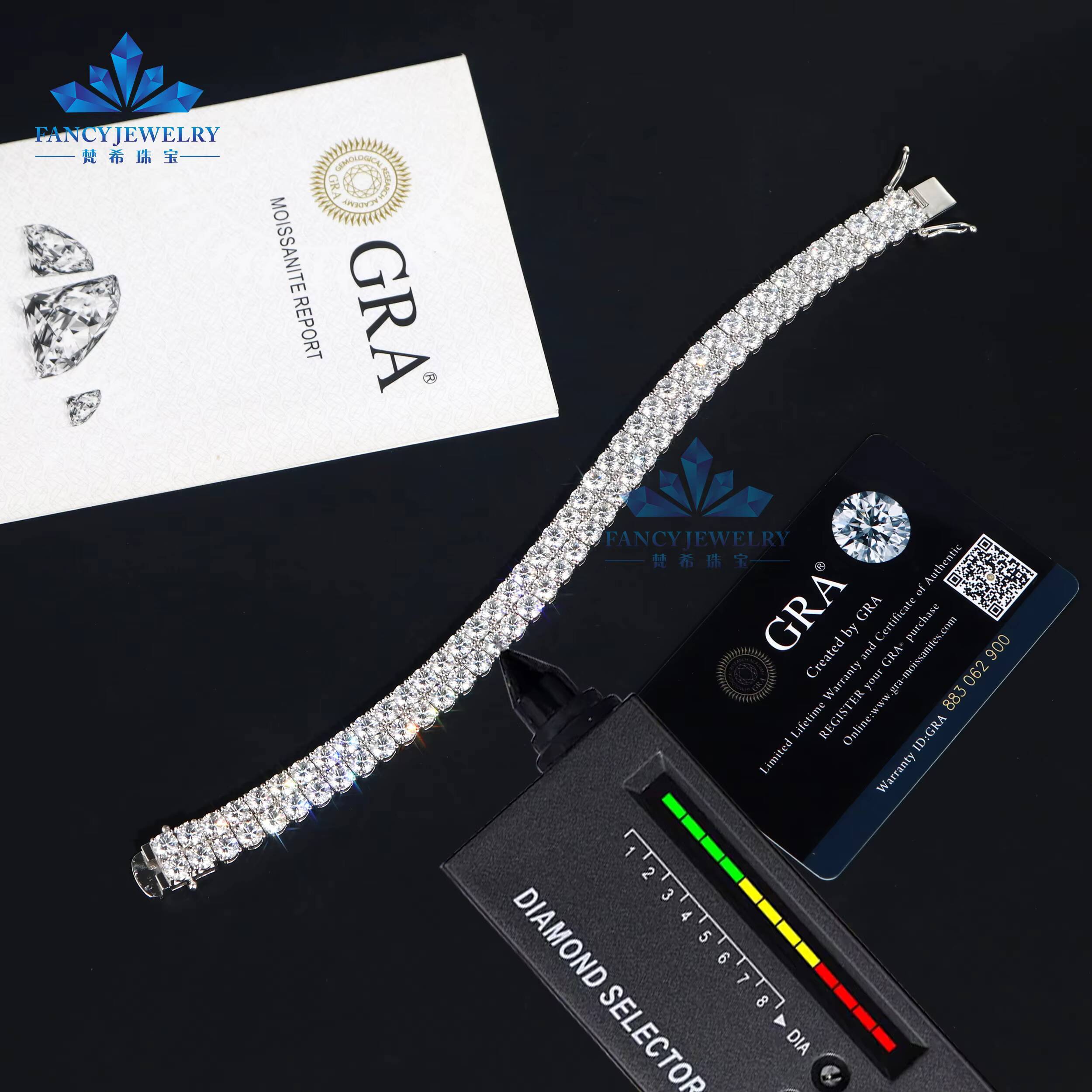 Double Rows Diamond 5mm5mm Width Tennis Chain Silver 925 Vvs Moissanite Hip Hop Jewelry Lab Moissanite Diamond Tennis Bracelet