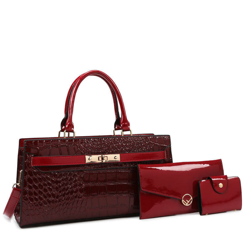 2023 New Urban Simple Crocodile Pattern Fashion Three Piece Set PU Handheld Mother for Single Shoulder Crossbody Women's Bag