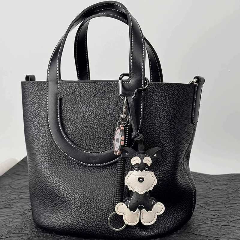 Cartoon Cute Animals Schnauzer Lanyard Bag Pendant PU Leather Backpack Pendant Key Chains for Women Birthday GiftT251127