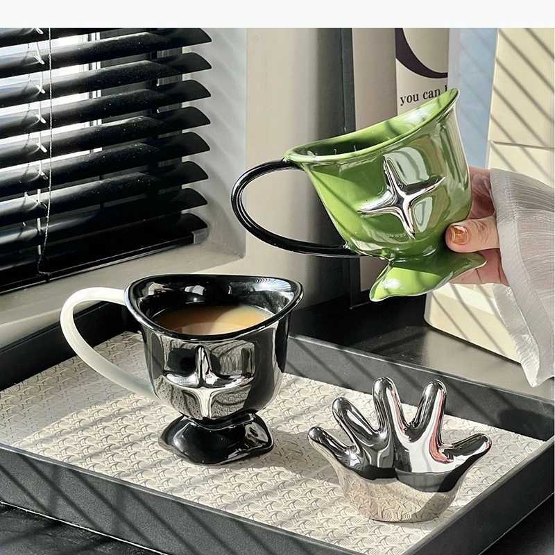 Simple Ceramic Mug Large Handle Coffee Milk Mug Beverage Household Tea Cups Water Cups Couple Cups C251127