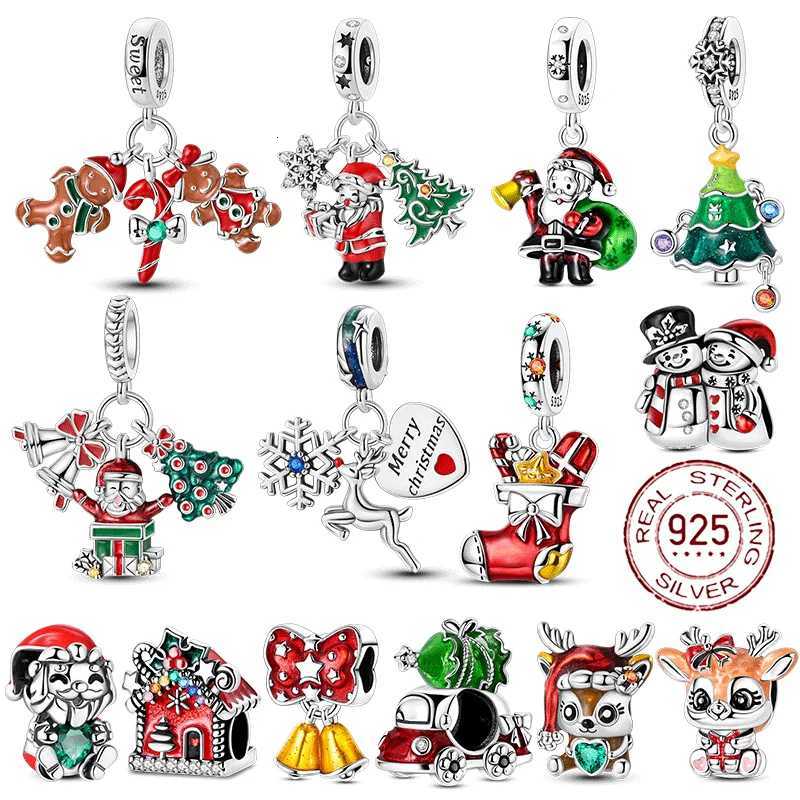 925 Sterling Silver Snowman Beads Christmas Bell Charms Fit 3mm Women Bracelet DIY Accessories Christmas Gift Fine JewelryT251127