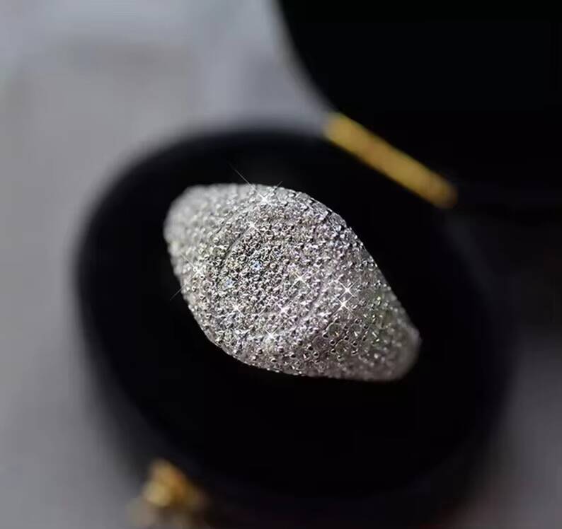 New Style Jewelry Pave Setting Iced Out VVS Moissanite Ring Custom Hiphop Sterling Silver 925 Oval Shape Ring